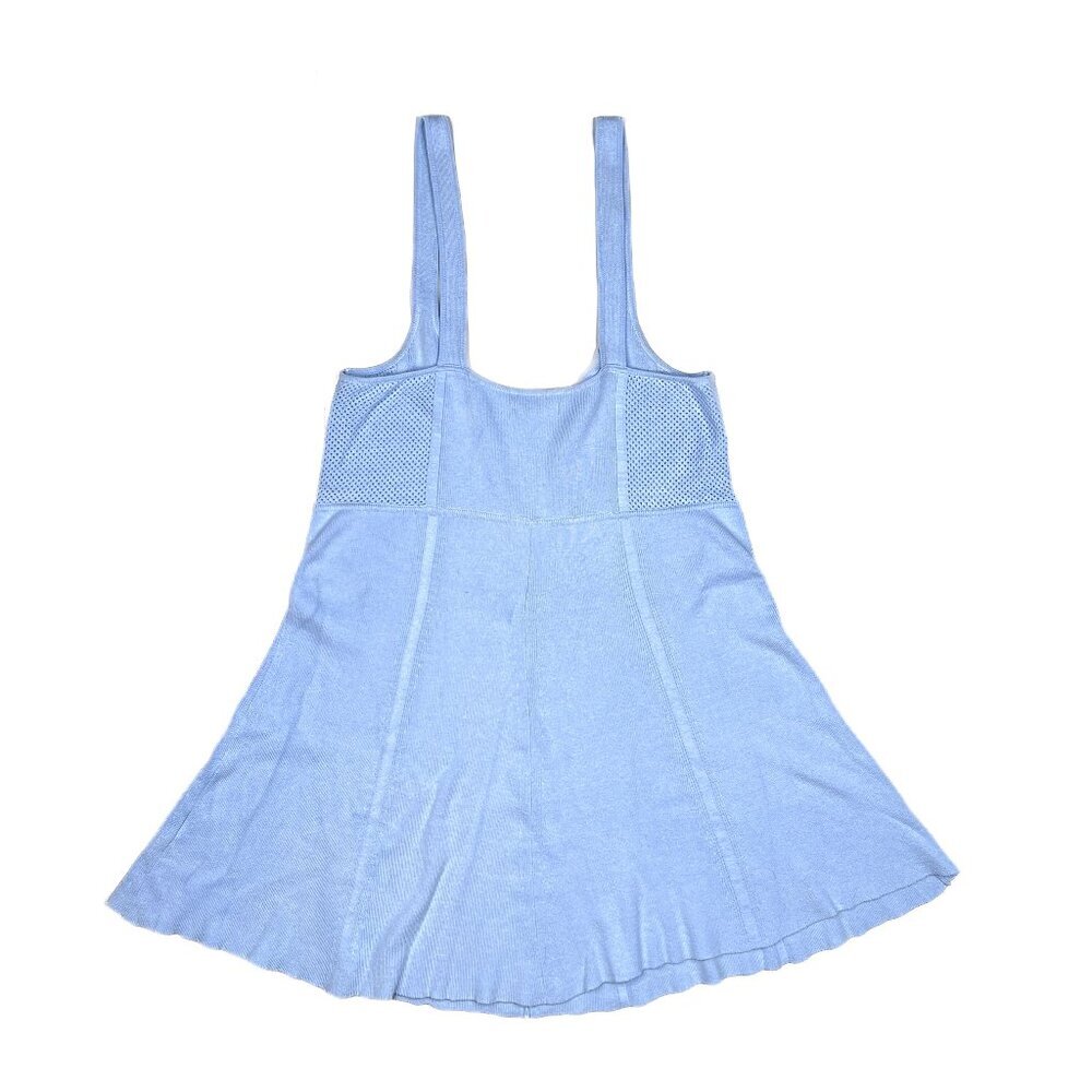 American Eagle Knit Blue Cami Mini Fit and Flare Dress Mesh Side Panels Size XL - Picture 4 of 7